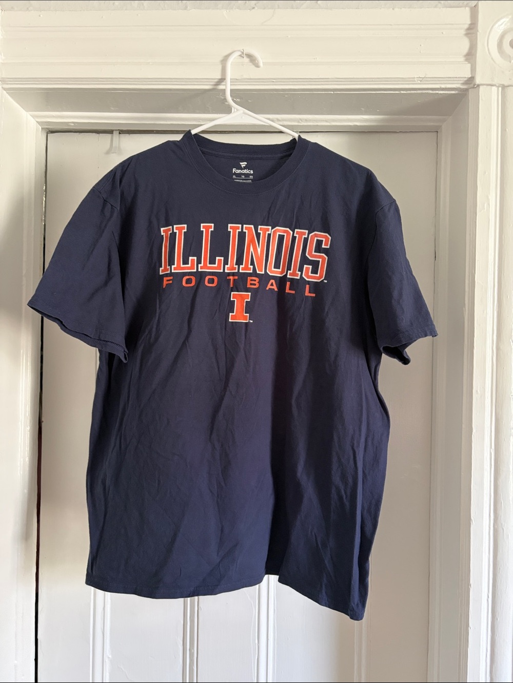 Fanatics Navy Blue Illinois Football Tee with Orange Logo